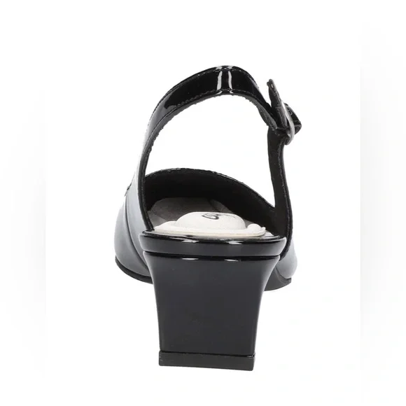 Women’s Dress Shoes Easy Street Catie Slingback Pumps Black Patent Size 7.5 - Picture 5 of 11